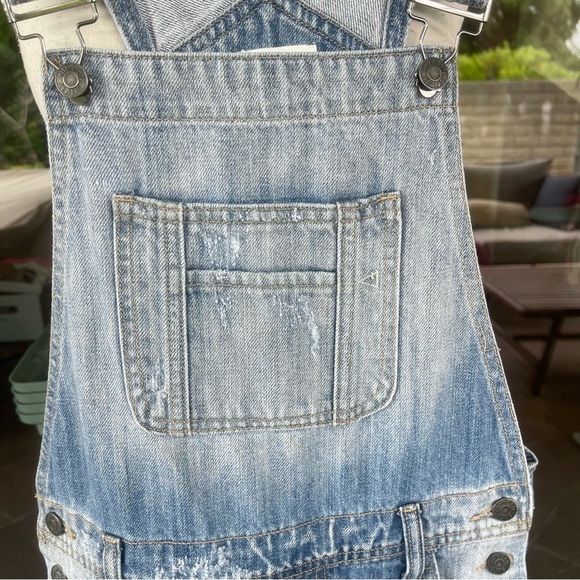 HIDDEN JEANS ~ Blue Denim Shortalls with Distressing and Cuffs ~ Size X-Small - Picture 9 of 14